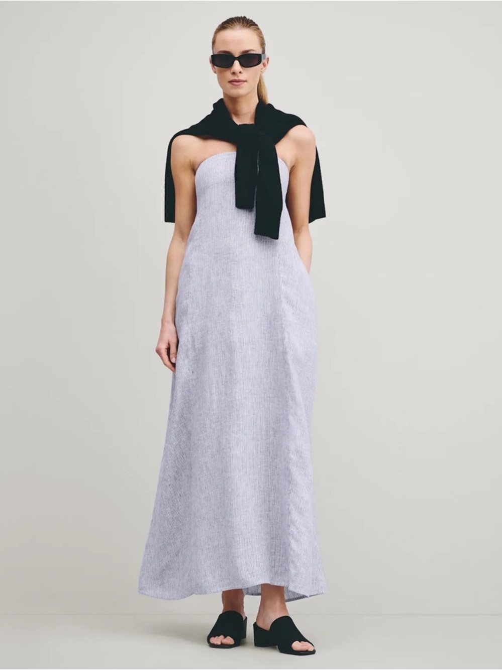 Quince 100% European Linen Strapless Maxi Dress